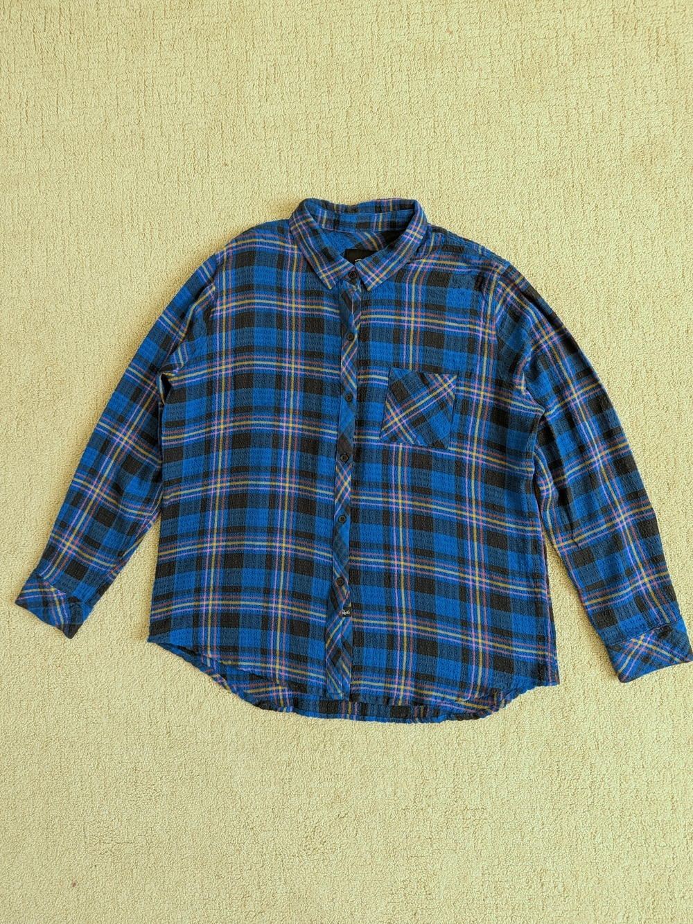Rails Dutton Plaid Textured Button Down Shirt Top Women XL Blue Preppy Grunge